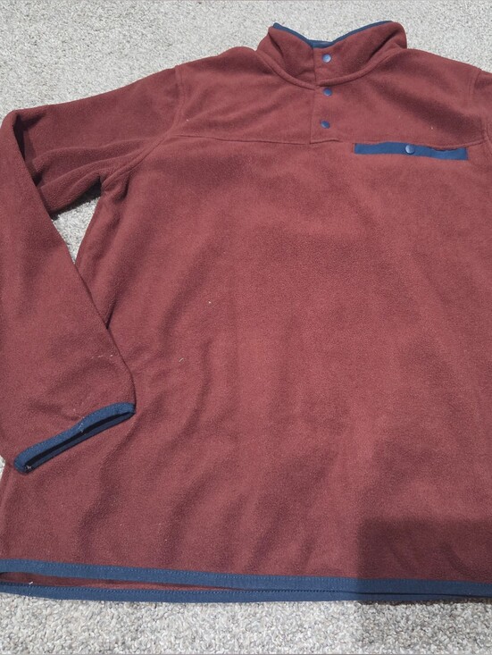 32 Degrees Other - 32 Degrees Burgundy Quarter Button Fleece Sweater with Navy Trim Size Medium
